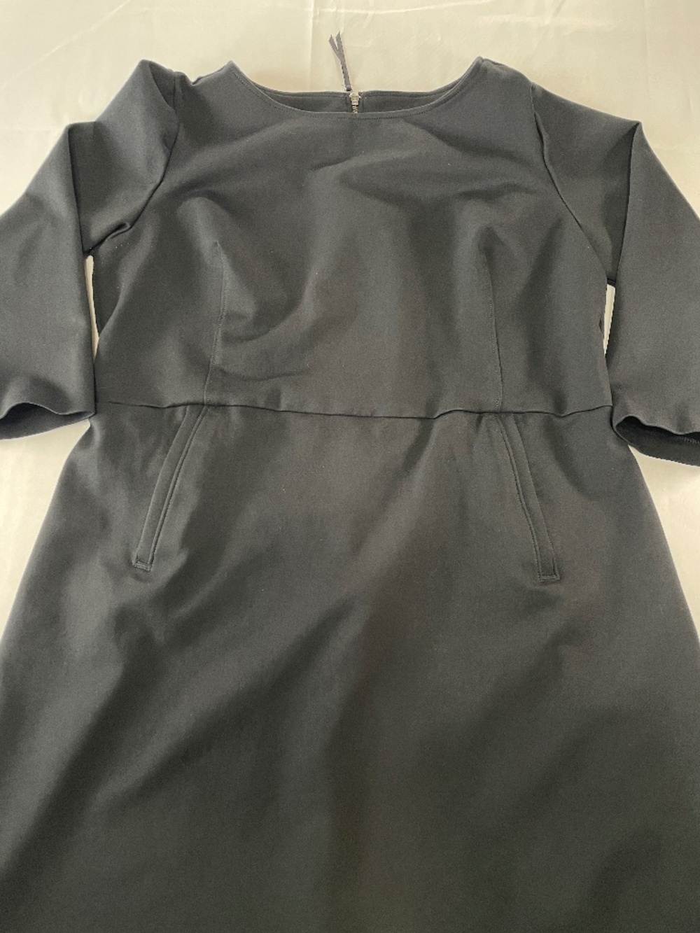 Spanx Ponte Dress Black Zip Back Stretch Sheath Work Office Pockets - Size 1X
